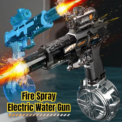 Electric Water Gun with Light Toys Summer Outdoor Shooting Beach Game Toy Automatic Water Squirt Gun for Boy Birthday Xmas Gifts