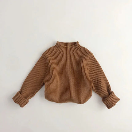 1-6Y Autumn and Winter Knitted Base Sweater Children's Clothing Forest Series Boys Girls Inner Solid Color Mid High Neck Sweater