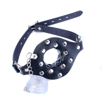 Leather Gag Open Mouth Gag With Stopper BDSM Bondage Restraints Slave Gag Fetish Oral Fixed Sex Adult Game Erotic Toys For Women