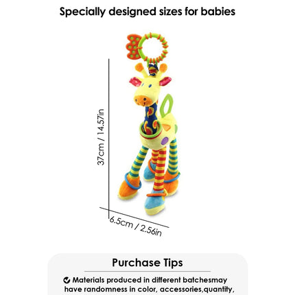 1pcs Soft Giraffe Animal Handbells Rattles Plush Infant Toddler Car Bed Hanging Toy Baby Early Education Development Handle Toys