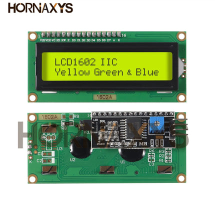 LCD1602+I2C Module Blue / Yellow Green Screen 16x2 Character LCD Display PCF8574T PCF8574 IIC I2C Interface 5V