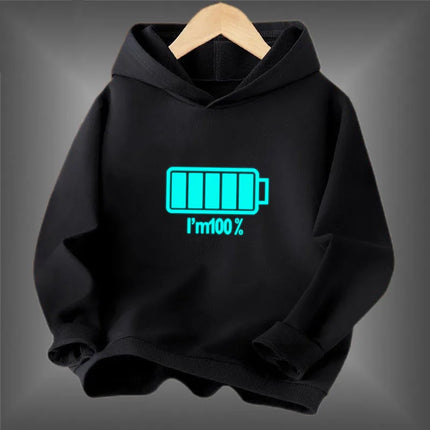 Young students Animal Spider Print clothes Fluorescent hoodie Boys Luminous long-sleeved Basic coat for Spring Autumn