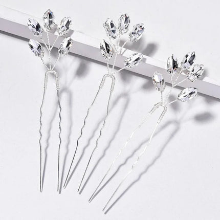 3PCS Bridal Wedding Hair Accessories Gold Color Leaf Hair Pins Clips for Women Jewelry Bride Headpiece Headwear Headdress Gifts