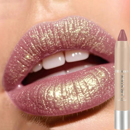 Glitter Pearlescent Crayon Lipstick Quicksand Golden Shining Non-stick Cup Shiny Lip Tint Fine Shimmer Lip Liner Stick Makeup