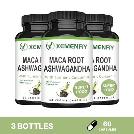 Maca Root + Ashwagandha Supplement - Improve Mood, Relieve Stress, Boost Energy and Memory, and Promote Overall Well-being