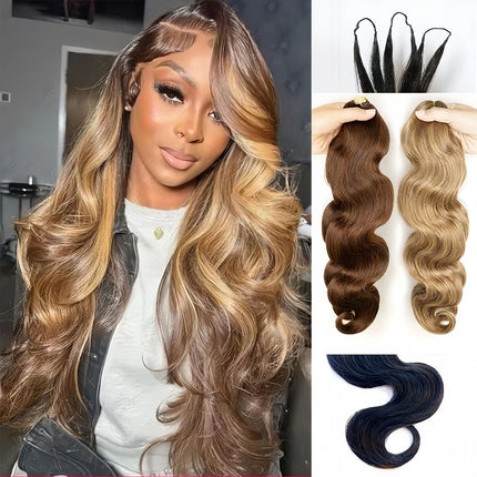Body Wave Curly Feather Crochet Hair Bulk Human Hair With String Unprocessed #27 Honey Blonde Highlight Crochet Hair Extensions