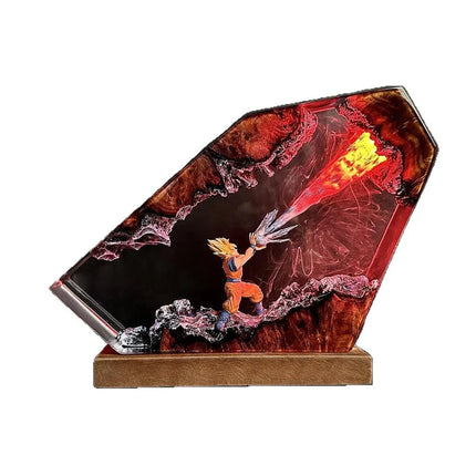Goku Kamehameha Epoxy Resin LED Night Light, Dragon Ball Z Action Scene Art Statue, Anime Collectible Desk Lamp & Decor Figure