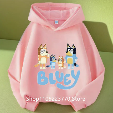 Bluey Kids Hoodie Autumn Winter Cartoon Printed Sweatshirt Cozy Pullover Casual Top for Boys Girls