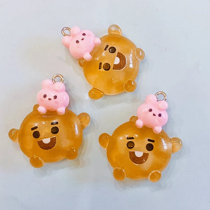 10pcs Kawaii  Koala Heart Resin Cute Charms For Jewelry Making Earrings Necklace Keychain Diy Handmade Accessories