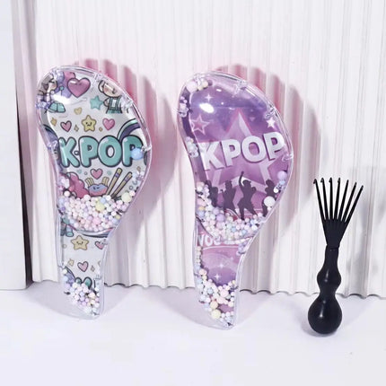2pcs KPOP cartoon massage brush set - anti-static shower brush, comb cleaning brush cleaning tool, special for real hair wigs