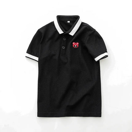 GFMY Children's Short-sleeve Polo shirt Summer Cotton Solid color Embroidery Sports Leisure T-shirt 2-14 Year Multi-color option