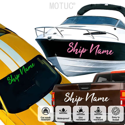 1PC Personalized Boat Sticker Customised Text Decals Waterproof Anti-UV Self Adhesive for DIY Ship Hull Side Cabin Marine Decor