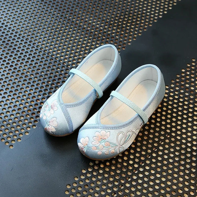 Children Fashion Girls Embroidered Shoes Chinese Ethnic Style Princess Dance Shoes Kids Causal Ancient Hanfu Shoes Handmade Flat