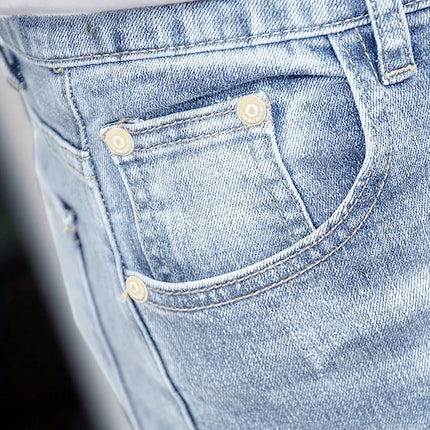Autumn New Men's Stretch Jeans European American Fashion Casual Vintage Washing Feet Elasticity Denim Trousers Male