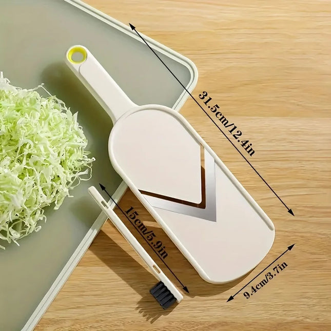 Multi Handheld Mandoline Slicer - Stainless Steel V Blade, with Cleaning Brush, Comfort Grip, Easy to Clean, for Kitchen, Vegeta