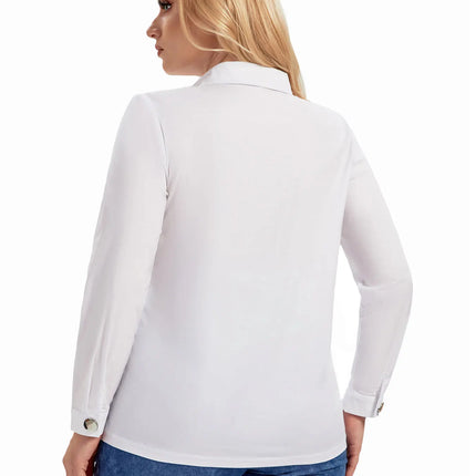 Women Plus Size Woven Spring And Autumn Fashionable Shirt