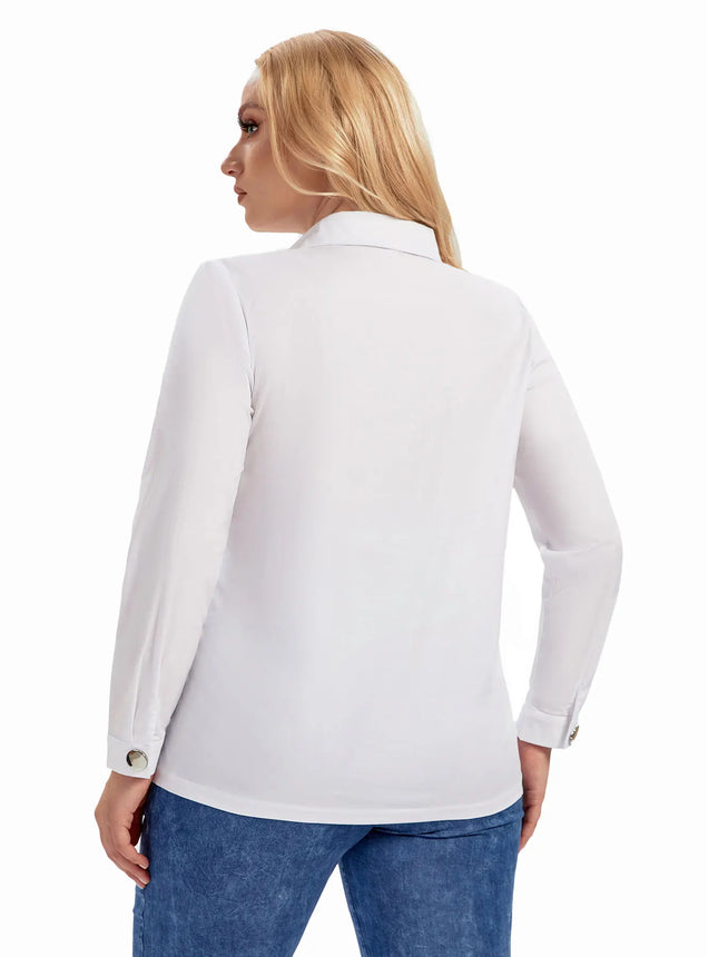 Women Plus Size Woven Spring And Autumn Fashionable Shirt