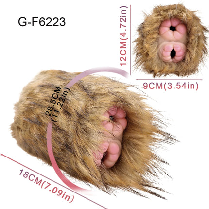 ELKKOST Silicone Animal Fantasy Male Masturbator with Fur Pocket Stroker Pussy Penis Sleeve Fake Vagina Anal Sex Toys for Men