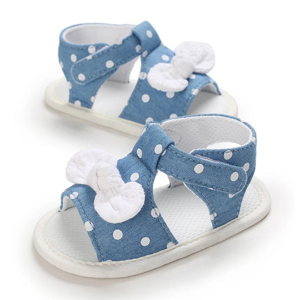 0-18 months cute baby shoes summer small fresh blue bow princess shoes sandals soft and comfortable soles slip walking shoes