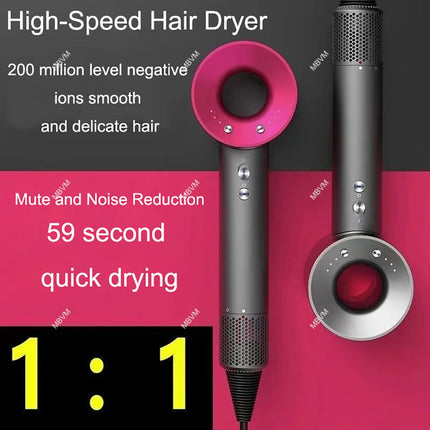 7 in 1 Hair Dryer Professional with Cold Hot Air Functionality Negative lon Blow Quick Dry Leafless Salon Home Hairdryer