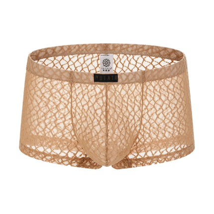 Men's Lace Boxer Shorts Panties Underwear Sexy Translucent Boxershorts Men U Pouch Boxers Breathable Ropa Interior Hombre Slips