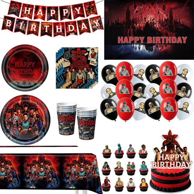 HOT Birthday Party Decorations Balloon Sets Disposable Party Plates Tablecloths Kids Birthday Gifts Baby Showers