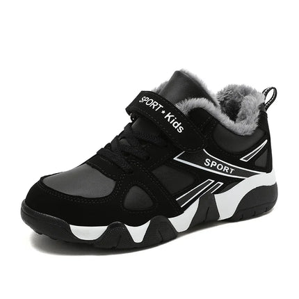 Kids' Sneakers Winter Plush Warm Leather Comfortable Tennis Shoes Casual Outdoor Sports Comfortable Tennis Shoes for Children