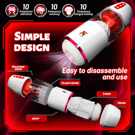 Magic Tongue Male Masturbators-with 10 Sucking & Tongue licking & Vibrating Modes Blowjob Masturbation Cup Sex Toys for Men 18+