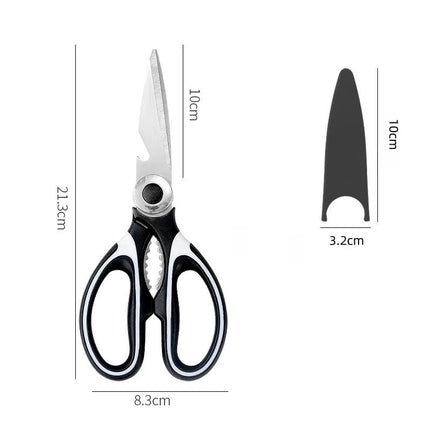 Kitchen Food Scissors Stainless Steel With Lid Chicken Fish Cut Vegetables Roast Broiler Bone Can Be Opened To Clip Walnuts Tool