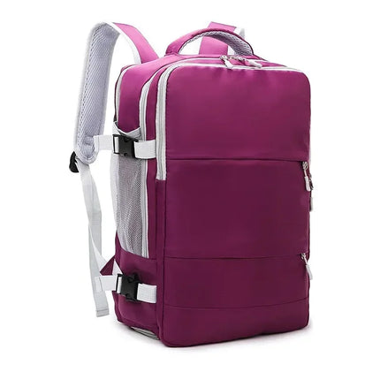 Water-resistant independent shoe compartment backpack with railing, USB interface travel bag, large-capacity storage bag