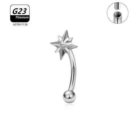 G23 Titanium ASTM-F136 Piercings Eyebrow Internal thread Eyebrow Piercings Body Jewelry For Women zircon Earring