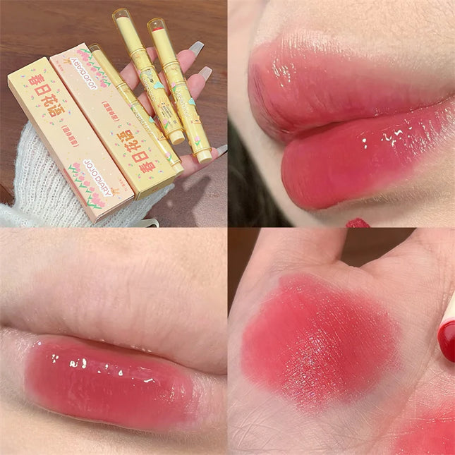 Spring Blossom Mirror Solid Lip Gloss Hydrating Mirror Water Gloss Lipstick Long-Lasting Moisturizing Non-Stick Cup Lip Cosmetic