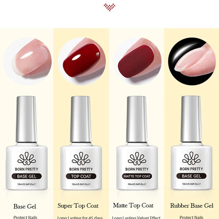 BORN PRETTY Super Top Coat and Base Gel Nail Polish for Gel Polish Semi-permanent Varnish Rubber Top Coat 10ml Nail Supplies