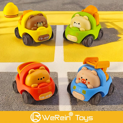 Adorable Animal Shaped Inertia Cars - Little Tiger Bear Pig Dog Cute Toy Vehicles for Kids
