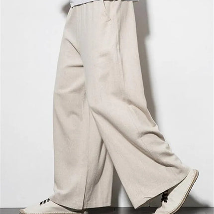 2026 Autumn Plus Size Hip Hop wide leg Pants Men Casual Loose Trousers big size cotton linen pants Joggers M-6XL 7XL Sweatpants