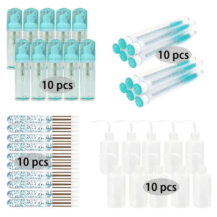 40Pcs/Set Grafting Eyelash Cleaning Set 60ML Empty Foam Pump Bottle Eyelash Makeup Bottle Shampoo Soap Dispenser Skin Care Tool