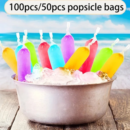 100pcs Disposable Ice Pop Bags Crushed Ice Packing Bags for Homemade Ice Cream Freezer Pop Holders Popsicle Pouches