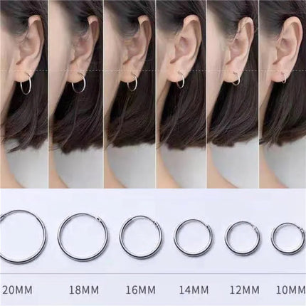 SOMILIA SOMILIA Platinum Big Hoop Earrings for Women, 925 Sterling Silver Jewelry Female Fashion Women Earrings 10-90mm For Gift
