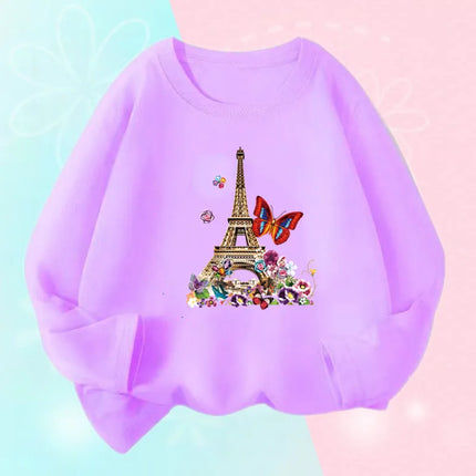 Kids T Shirt Floral Girl with Heart Bicycle Print Tops Girls Casual Cute Graphic Tee Shirt Long Sleeve Cartoon T-shirts