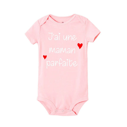 I Have A Perfect Mother Print Newborn Clother Baby Short Sleeve Romper Toddler Jumpsuit Infant Girl Boy Unisex Bodysuits Outfit