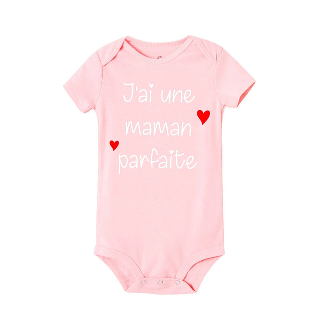 I Have A Perfect Mother Print Newborn Clothes Baby Short Sleeve Romper Toddler Jumpsuit Infant Girl Boy Unisex Bodysuits Outfit