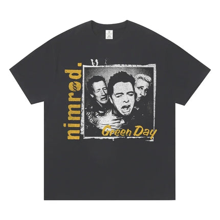 Greenday Short-sleeved T-shirts Around Concert Clothes for European and American Rock Fashion Casual Men's and Women's T-shirts