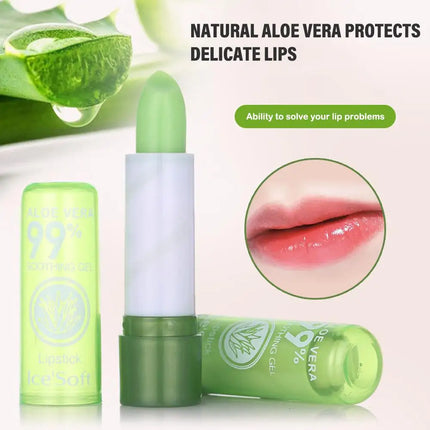 2pcs Aloe Vera Color-Changing Lipstick set Tinted Lip Balm Gloss, Mood Magic Lipstick Jelly Moisturizing Lip Balm Makeup