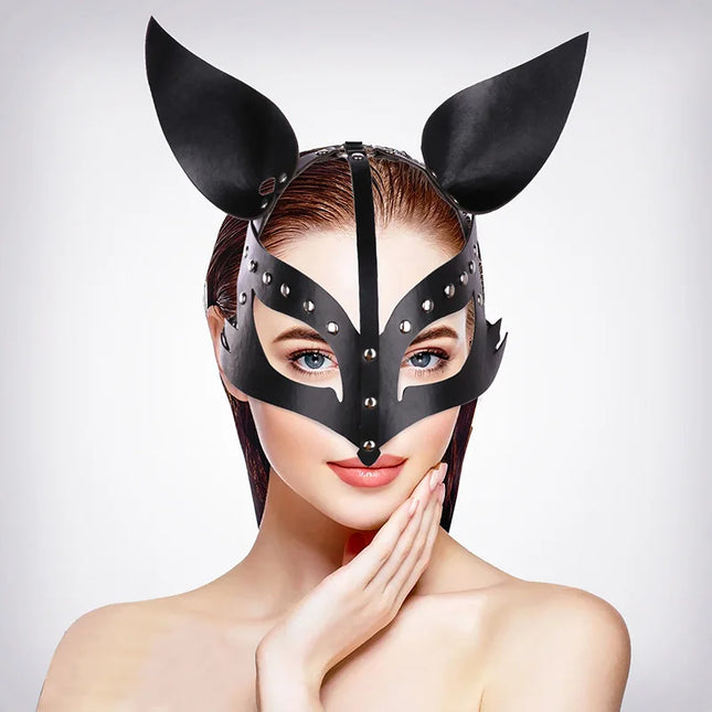 Exotic Costumes Leather Bondage Gothic Fox Mask Sleep Eyeshade Fetish PU SM Blindfold Couples BDSM Adult Tool For Edgy Woman