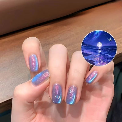 MIANEL 10ML Northern Colorful Blue Light Glass Beads Cat Eye Gel Nail Polish Flashing Versatile Winter Blue Nails