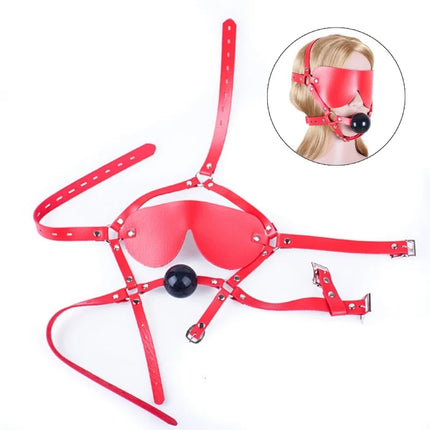Adult Harness Mask Gags Ball Sex Toy Set with 42mm Silicone Open Mouth Ball Gag for Couple BDSM Restraint Silent Erotic Games