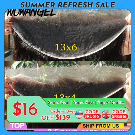 Wow Angel Body Wave 13x4/13x6 HD Lace Full Frontal Human Hair Melt Skins Invisible HD Tranparent Lace Frontal Only Virgin Hair