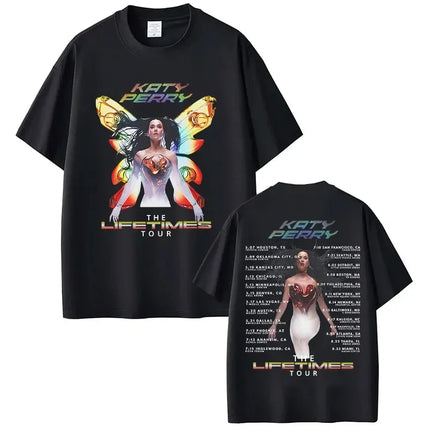 The Lifetimes World Tour T-shirt Katy Perry Merch T Shirt Oversize Y2k Women Men Causal Cotton Short Sleeve Harajuku Streetwear