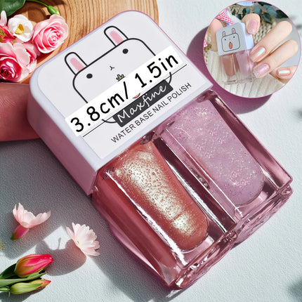 D19 Love Aurora 2-Bottle Set Nail Polish No-Bake Quick-Dry Long-Lasting Peelable Water-Based Triple Color Nail Polish