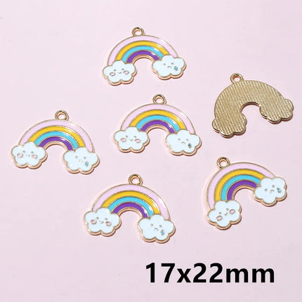 10pcs Rainbow Charms Cute Enamel Metal Charm Pendant for DIY Necklace Bracelet Jewelry Making